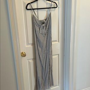 Show Me Your MuMu Navy and White Striped Maxi Dress